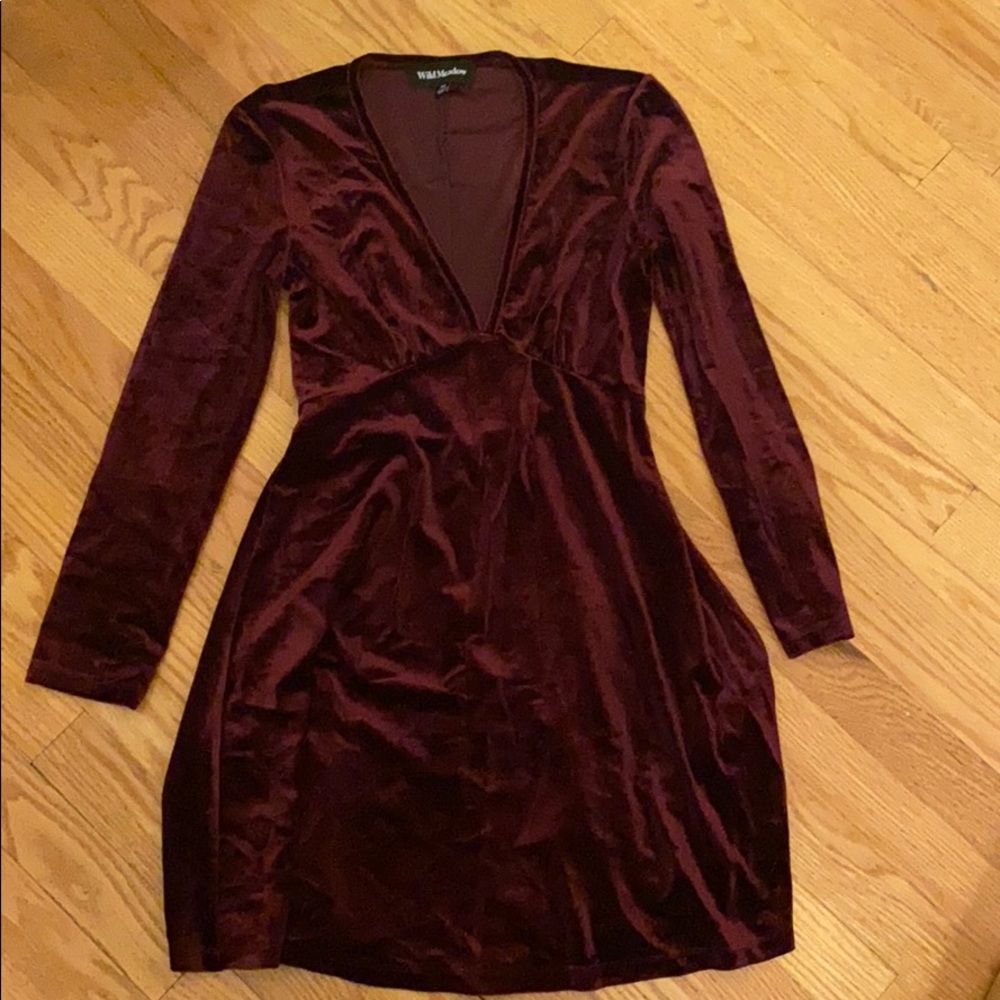 Wild Meadow XS dark red velvet a-line dress